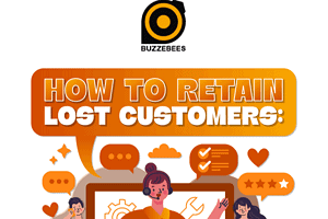 Infographic illustrating how to retain lost customers using personalized rewards, customer segmentation, marketing automation, loyalty program improvements, and trust-building strategies.