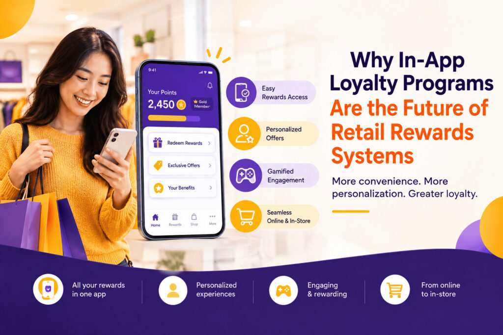 In-app loyalty program on a smartphone for modern retail rewards
