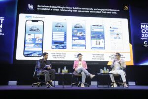 คุณไมเคิล เชน CEO BUZZEBEES และคุณธิติพร ธรรมาภิมุขกุล CMO Boonrawd Trading บรรยายหัวข้อ AI-Powered Omni-Funnel Growth ในงาน MKT CON 2026